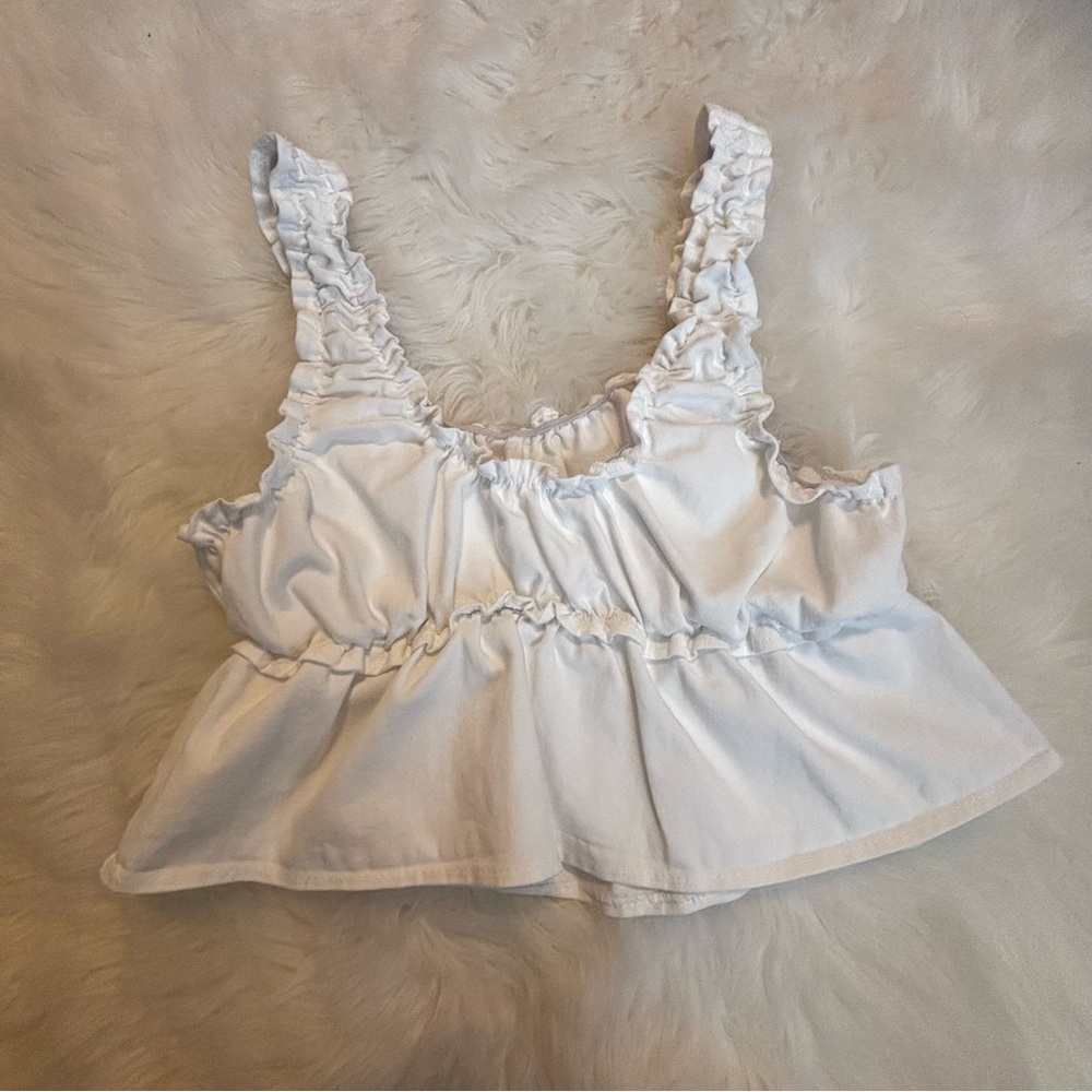 White Ruffled Women's Top - Picture 2 of 4